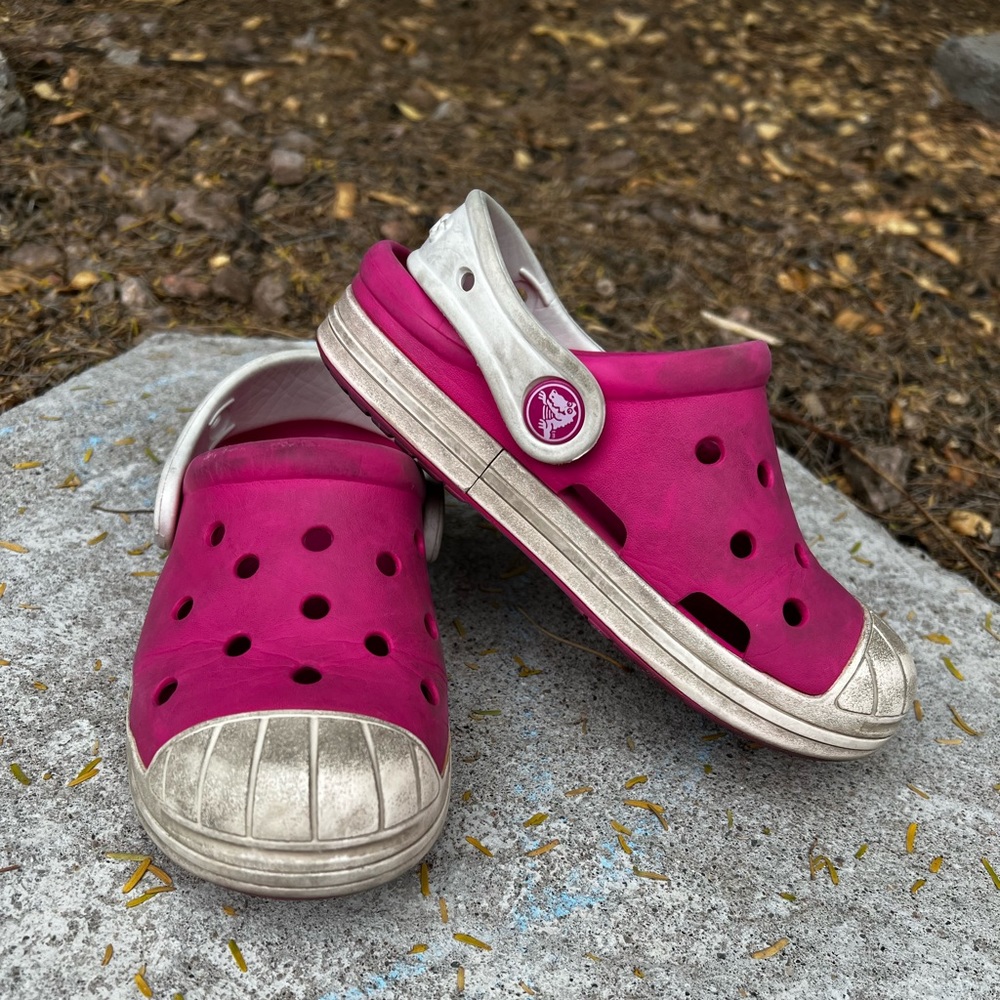 Crocs Clog Sandals Water Shoes Pink White C11 Little Girl Toddler/Preschooler